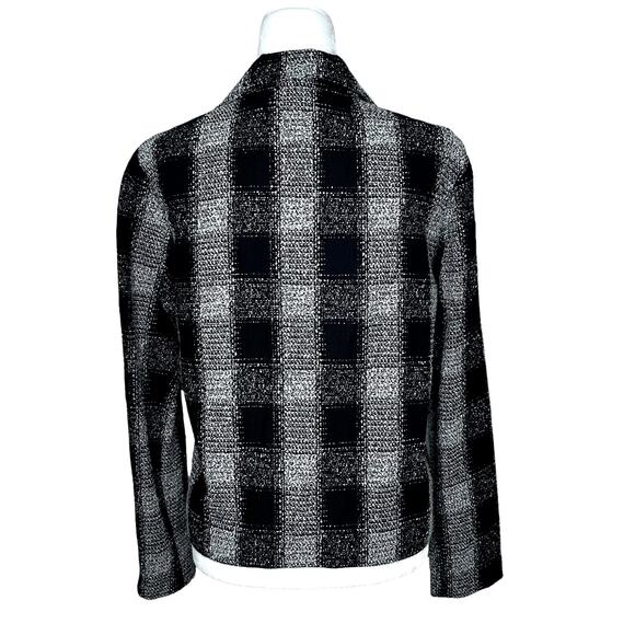 Randy Kemper Black White Plaid Tweed Zip Front Jacket Blazer - Picture 5 of 8